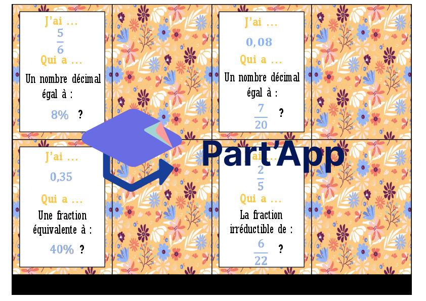 J'ai...Qui a...? des fractions, pourcentages et nombres décimaux_48
