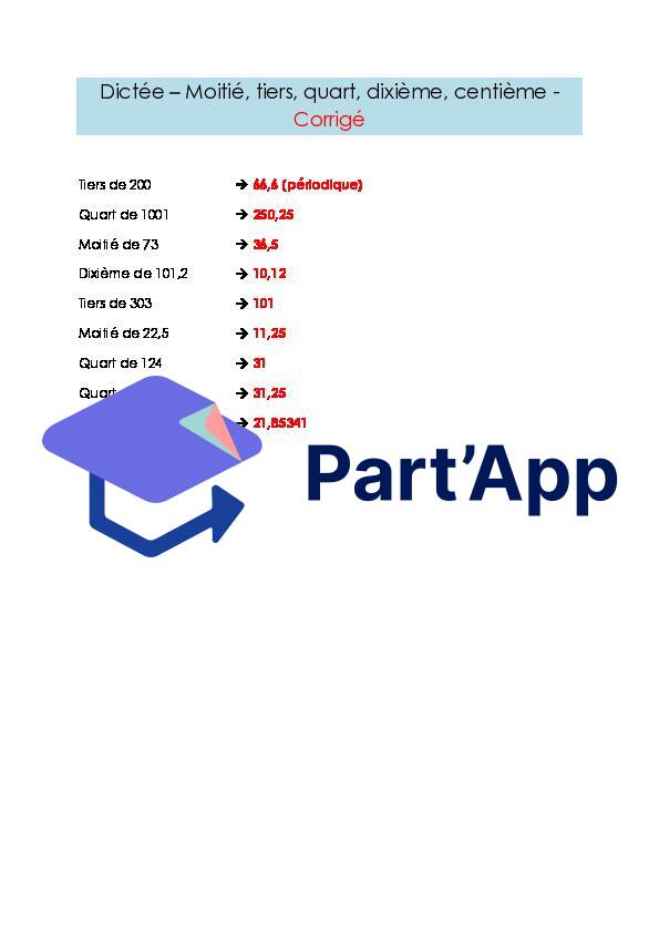 Maths 7H-8H - Moitié, tiers, quart, dixième, centième (fiche d'exercices + corrigé)_3