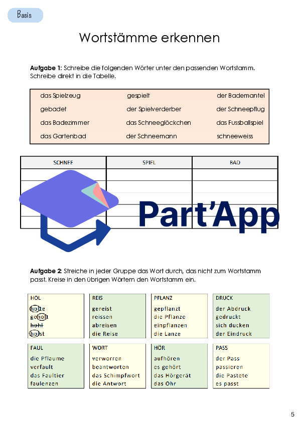 Wortstamm | Dossier Deutsch 5./6. Klasse_8