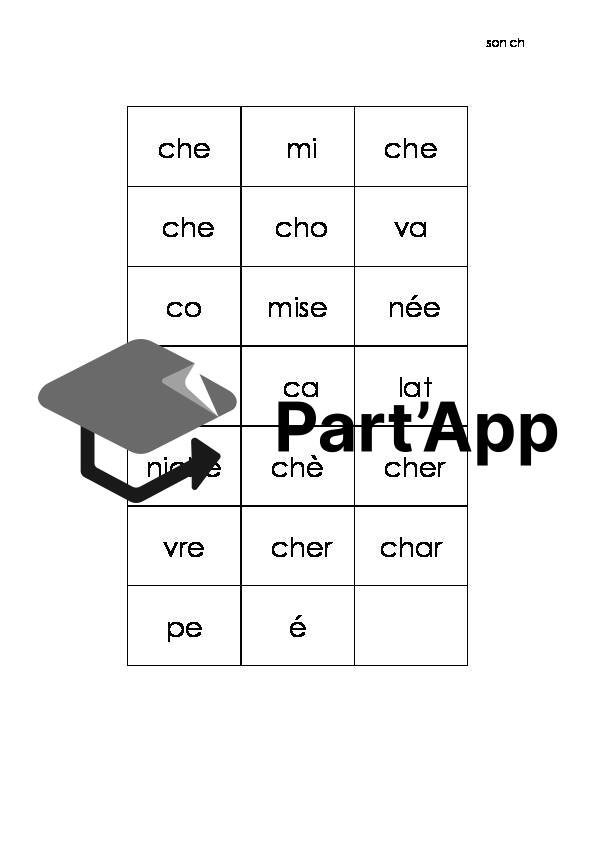 Associe les syllabes pour former des mots (son CH)_3