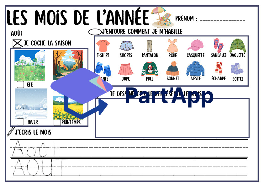 MON DOSSIER DES MOIS DE L'ANNÉE — Rituel, Graphisme et Tri des Saisons | 1H - 2H (Cycle 1)_50