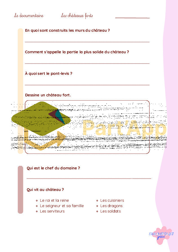 4P 5P - français - compréhension écrite - documentaire - châteaux forts_4