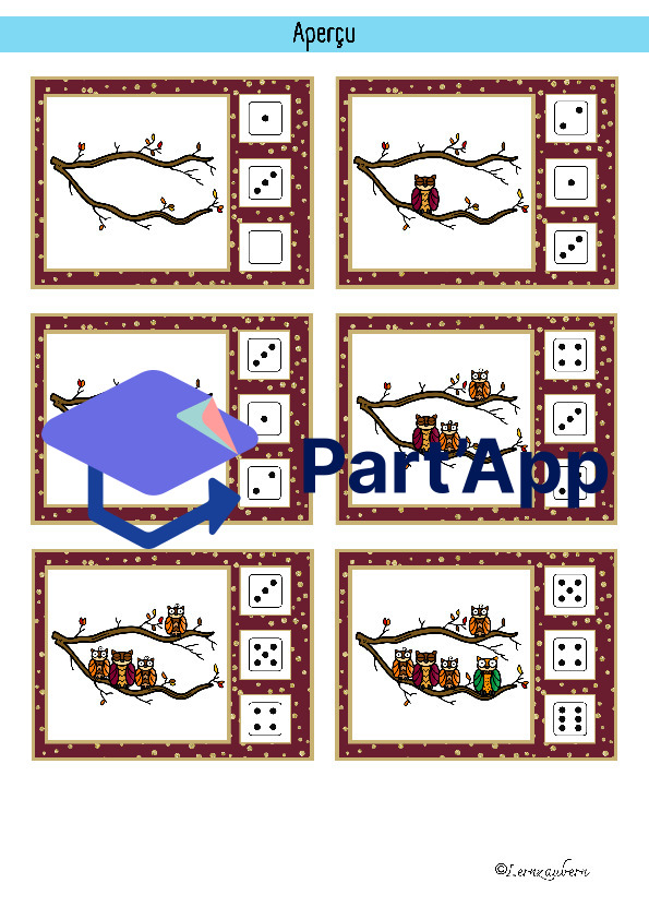 Cartes à pinces : Compter, dés, addition et soustraction (hibou / automne)_3