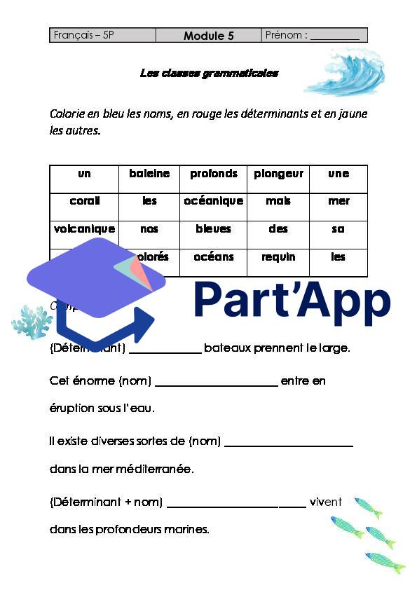 Français 5P - Module 5 - Classes grammaticales_2