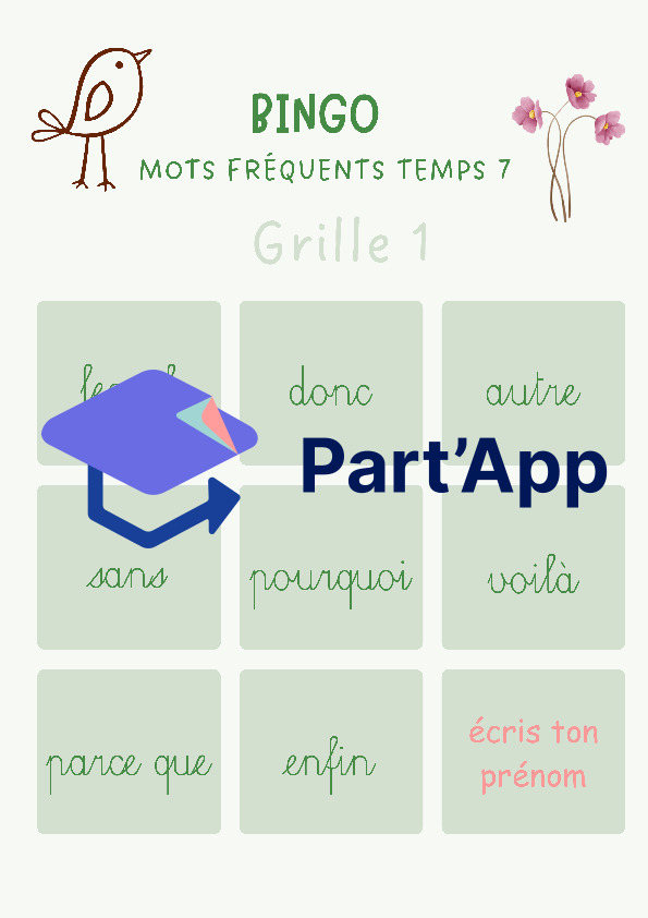 4H - Bingo des mots fréquents, temps 7_3
