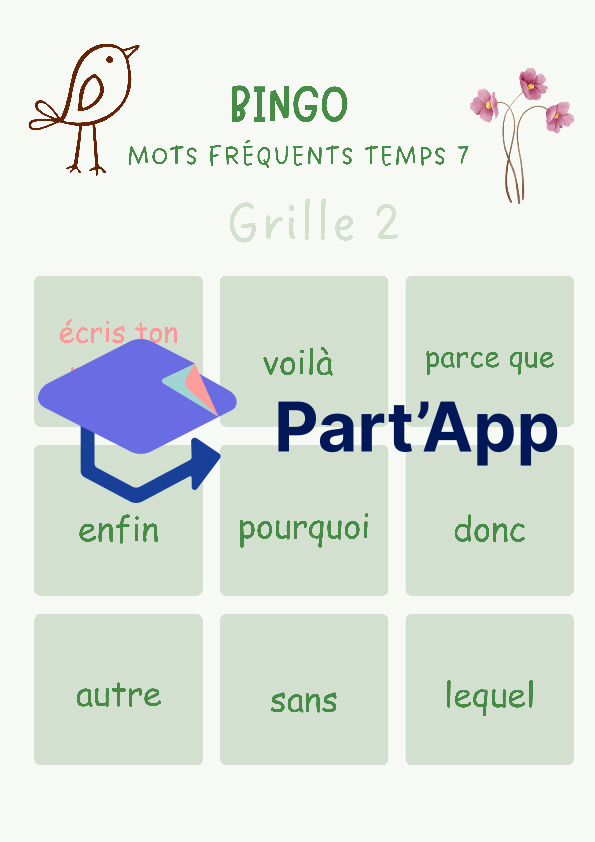 4H - Bingo des mots fréquents, temps 7_4