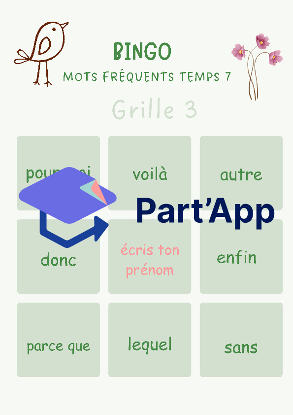 4H - Bingo des mots fréquents, temps 7_6