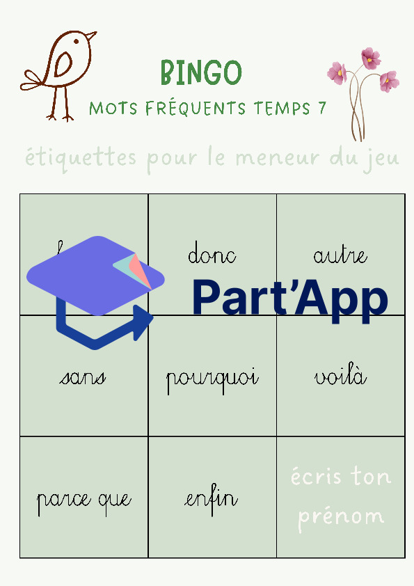 4H - Bingo des mots fréquents, temps 7_9