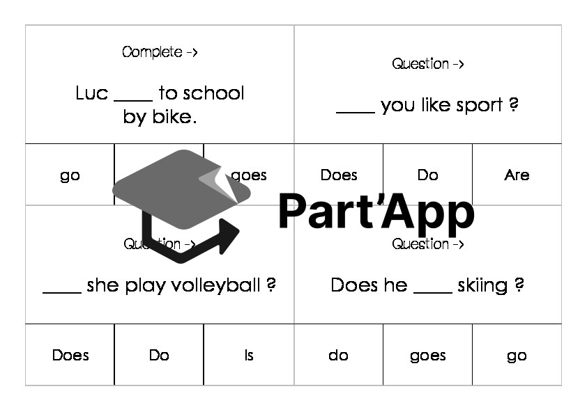 Present simple en anglais – 3 jeux de cartes à pince avec corrigé !!_6