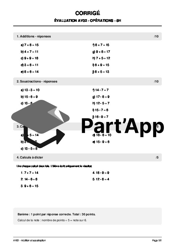 Évaluations math opérations additions et soustractions AV2_3