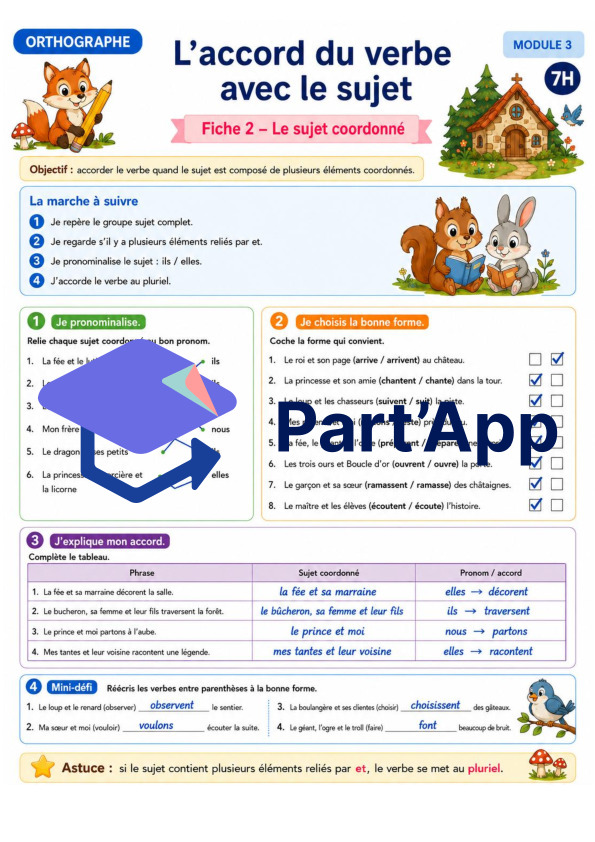 Orthographe 7H – Module 3 : l’accord du verbe avec le sujet_8