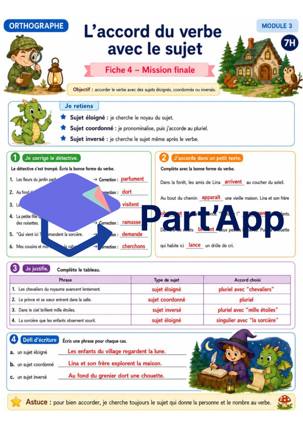 Orthographe 7H – Module 3 : l’accord du verbe avec le sujet_12