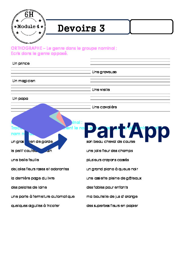 Fiches de devoirs - MER 6P - Module 4_6