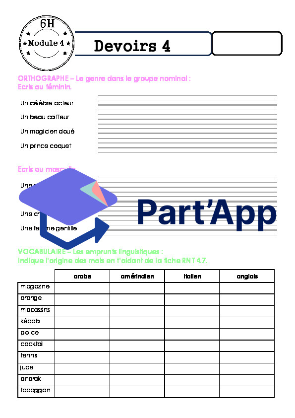 Fiches de devoirs - MER 6P - Module 4_8