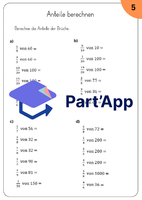 Calculer des fractions Proportions 5e année et 6e année_7