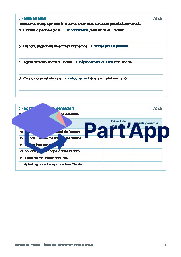 Français - Fonctionnement de la langue - Module 1 - EVALUATION_4