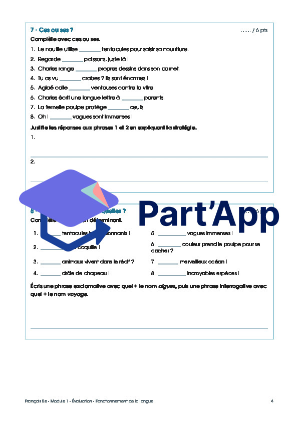 Français - Fonctionnement de la langue - Module 1 - EVALUATION_5
