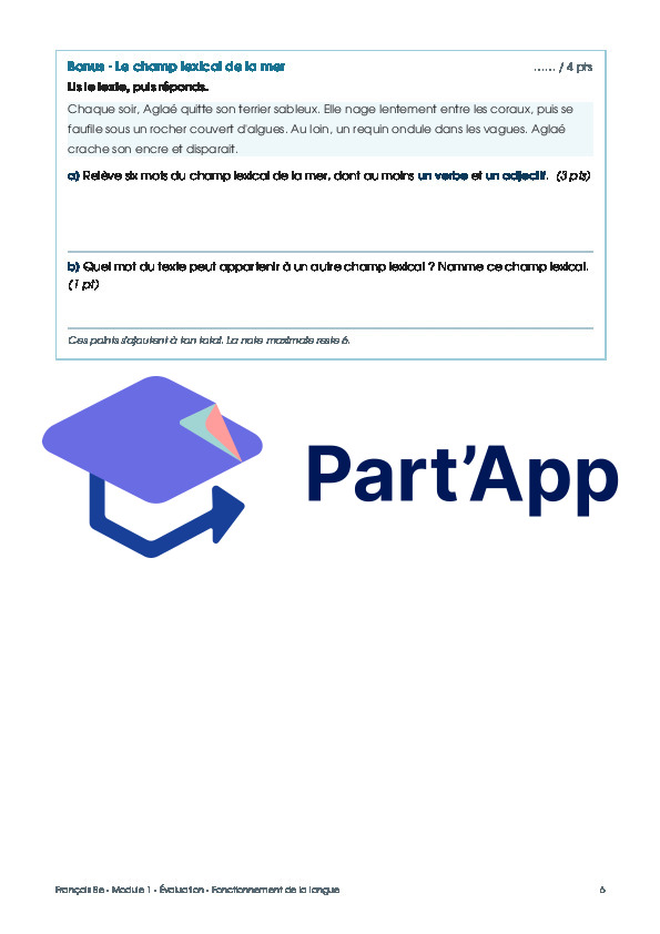 Français - Fonctionnement de la langue - Module 1 - EVALUATION_7