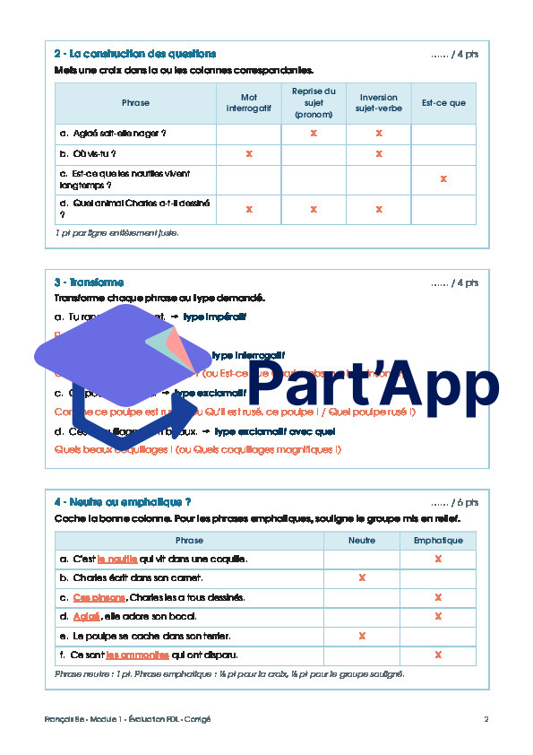 Français - Fonctionnement de la langue - Module 1 - EVALUATION_9