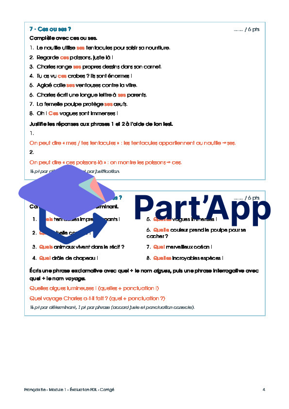 Français - Fonctionnement de la langue - Module 1 - EVALUATION_11