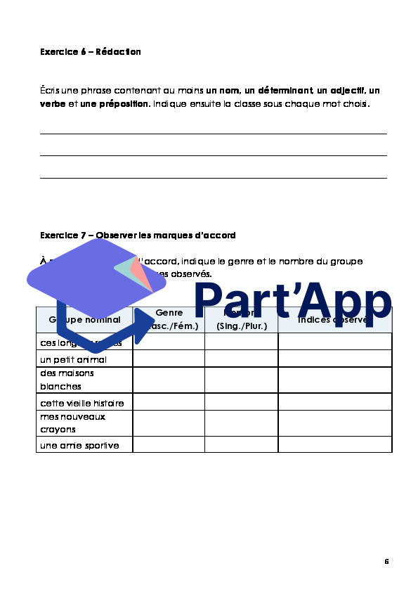 Français 7H - Module 1 - Classes grammaticales et accords GN + corrigé_7
