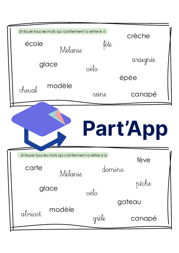 Entourer les mots contenant le graphème_temps 1_2