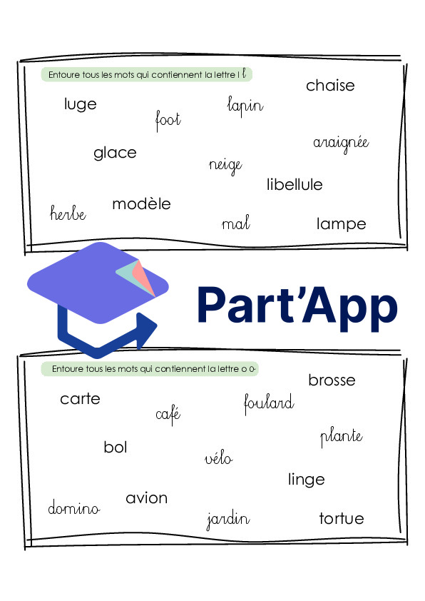 Entourer les mots contenant le graphème_temps 1_3