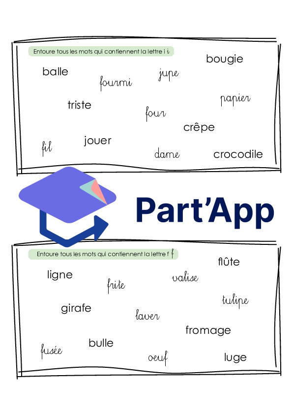 Entourer les mots contenant le graphème_temps 1_5