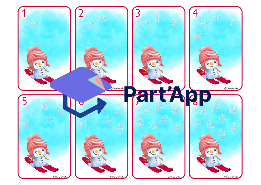 ⛄ Jeu de cartes Bonhomme de neige Jeu de chiffres 1-10_3