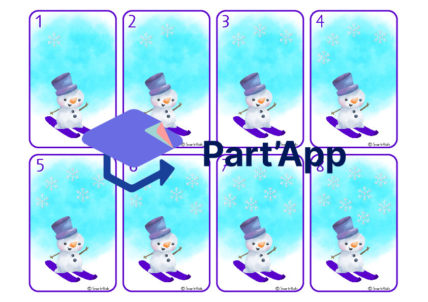 ⛄ Jeu de cartes Bonhomme de neige Jeu de chiffres 1-10_11