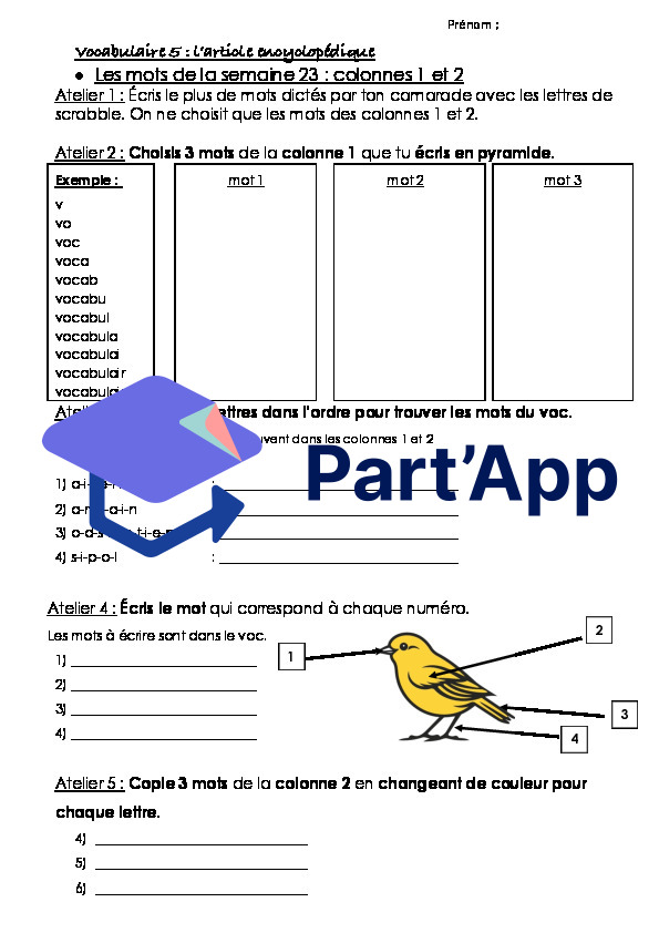 voc 1 à 5 : mots de la semaine_10