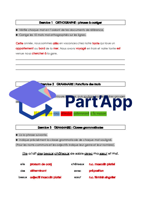 Fiches d'exercices - orthographe & grammaire - 7p/8p_5
