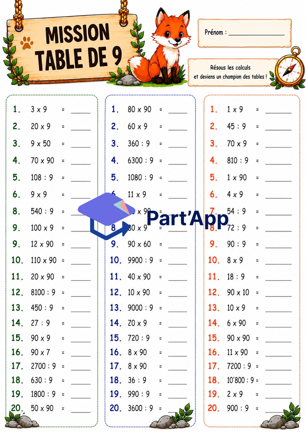 Calculs pour s'entrainer aux tables de multiplication_10