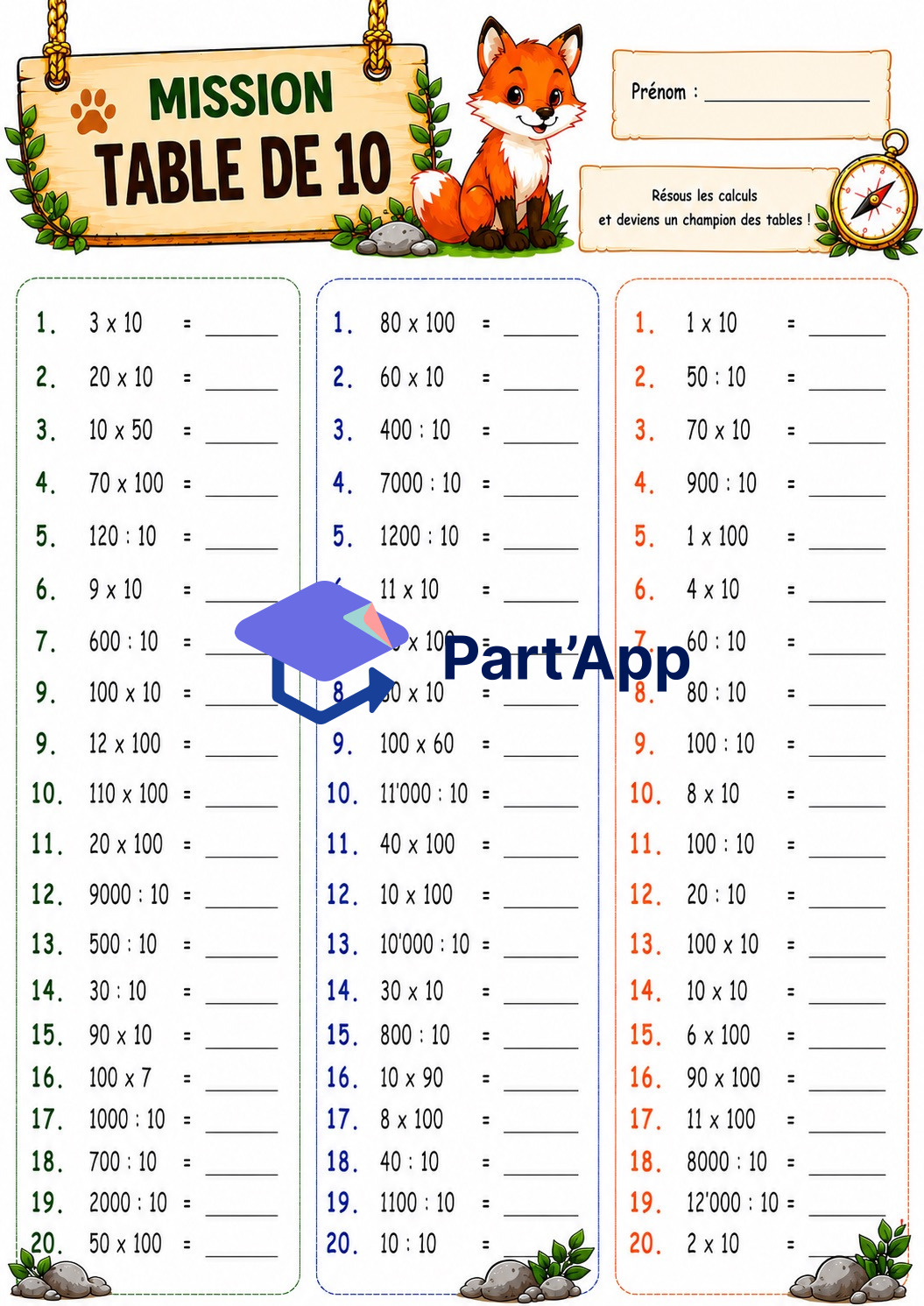 Calculs pour s'entrainer aux tables de multiplication_11