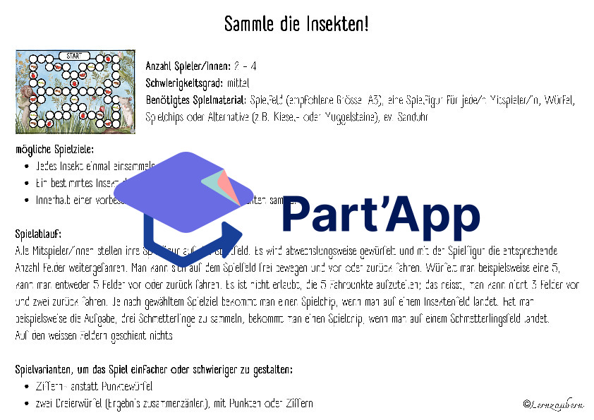Mathe-Brettspiel: Wiese / Insekten (Kindergarten)_2