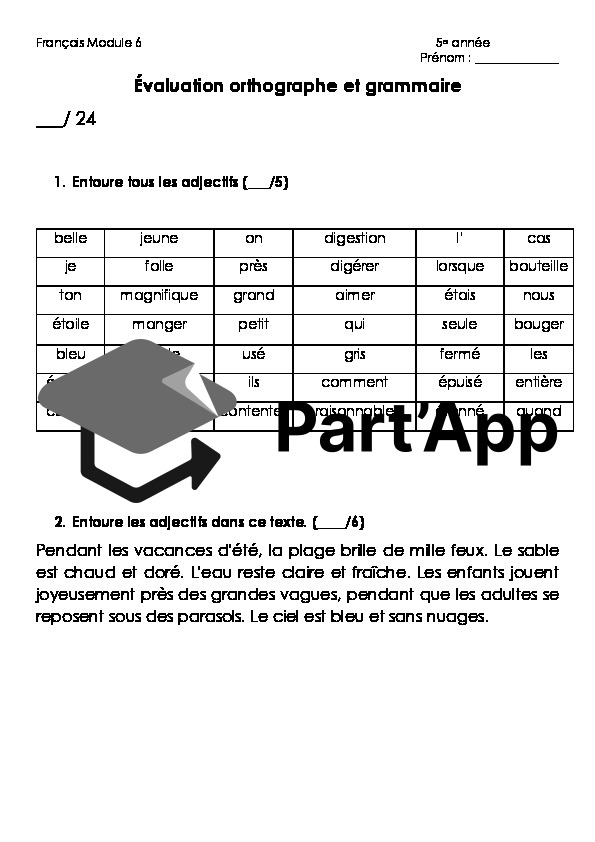 5e année français Module 6 Evaluation (orthographe + grammaire)_2