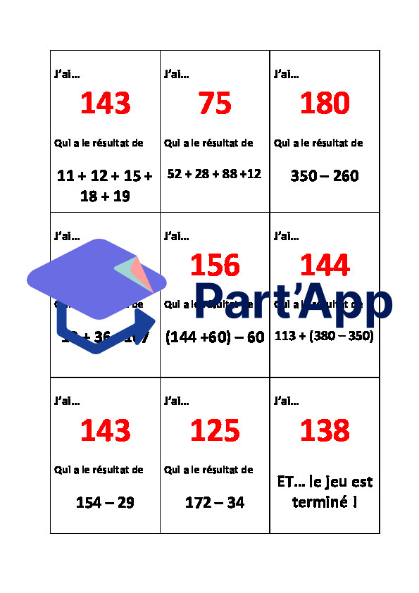 Calcul mental - jeu_10