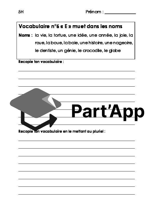 Mots de dictée sur le "e muet"_2