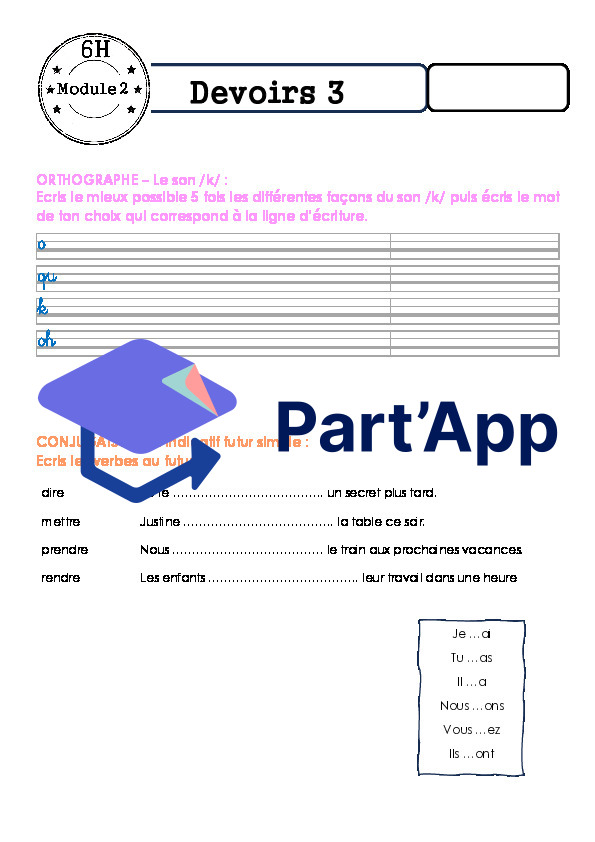 Fiches de devoirs MER 6P - Module 2_6