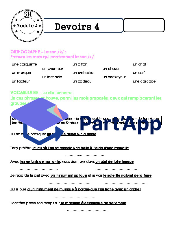 Fiches de devoirs MER 6P - Module 2_8