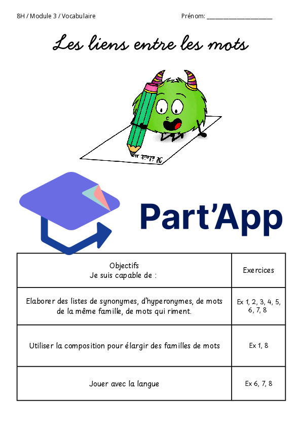 Les liens entre les mots - module 3 8H_2
