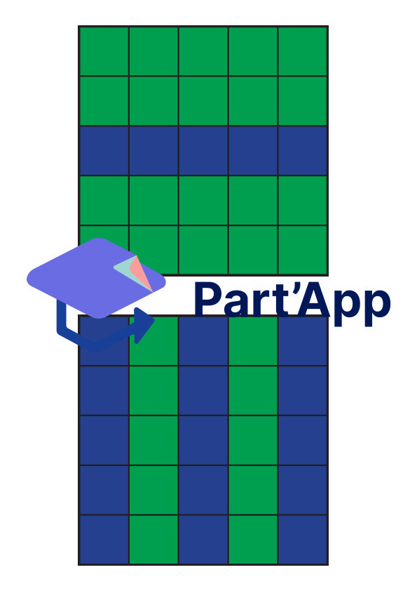 Modèles pour mosaïque de cubes 5x5 bleu|vert & demi|entier_2