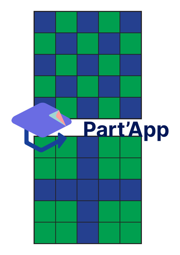 Modèles pour mosaïque de cubes 5x5 bleu|vert & demi|entier_3