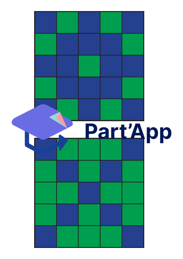 Modèles pour mosaïque de cubes 5x5 bleu|vert & demi|entier_4