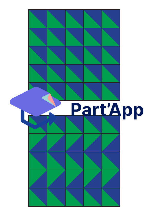 Modèles pour mosaïque de cubes 5x5 bleu|vert & demi|entier_5