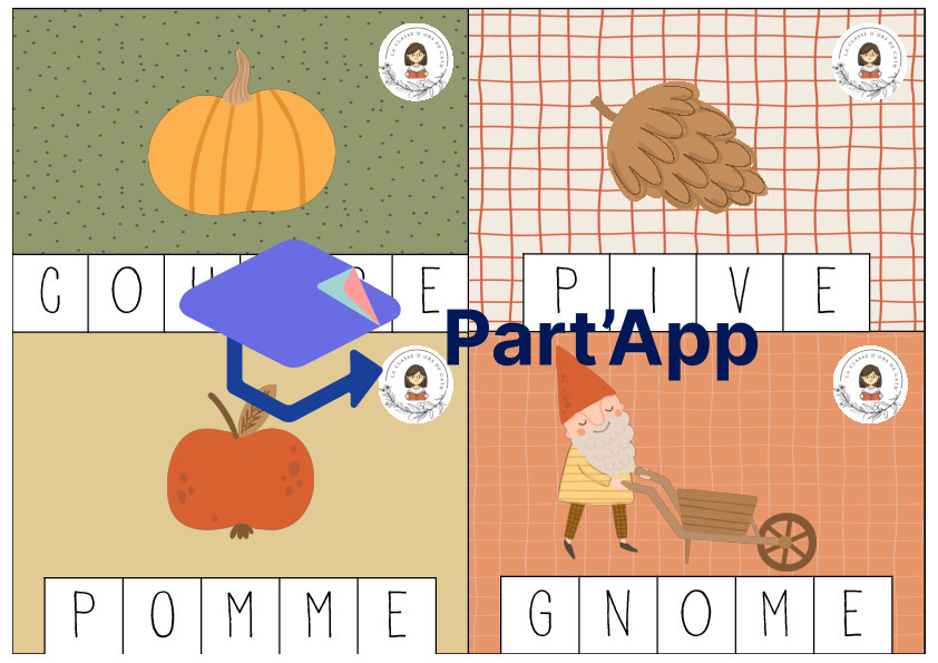 ATELIERS AUTOMNE 8x cartes à pinces mots à reconstituer_112
