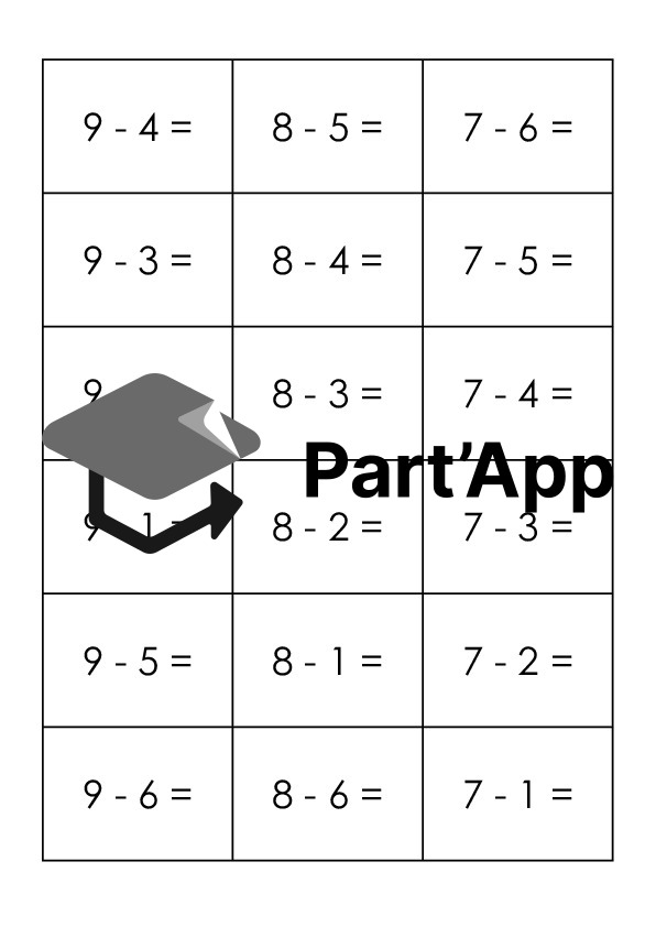 Flashcards Soustractions (plusieurs niveaux)_2