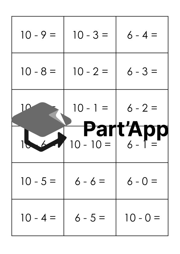 Flashcards Soustractions (plusieurs niveaux)_4