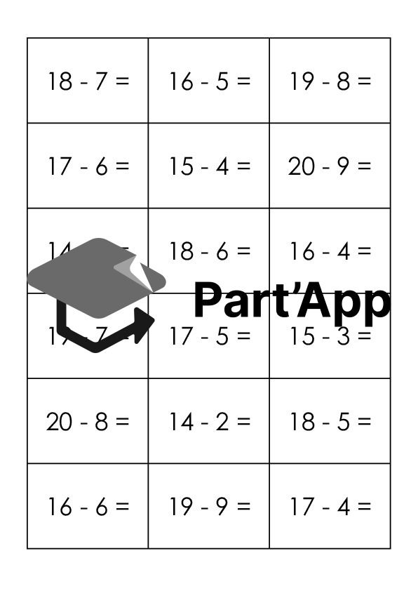 Flashcards Soustractions (plusieurs niveaux)_8