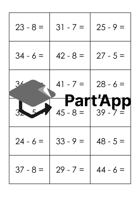 Flashcards Soustractions (plusieurs niveaux)_10